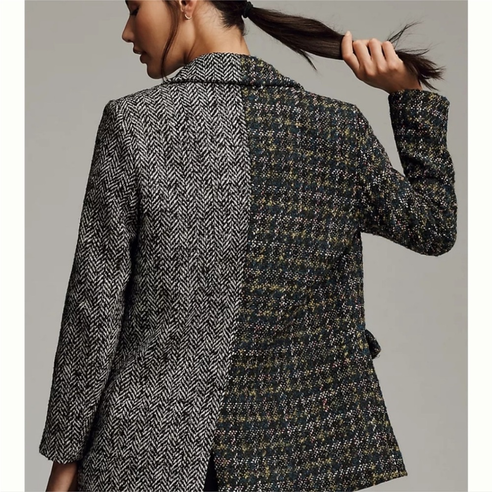 Driftwood Anthropologie Relaxed Plaid Blazer, Size Small - Picture 2 of 14